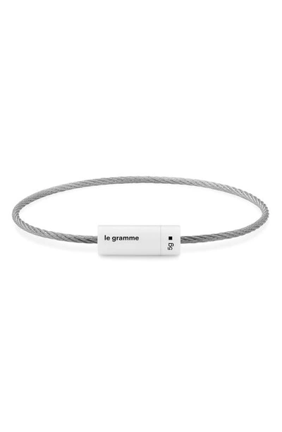LE GRAMME 5G BRUSHED WHITE CERAMIC CLASP CABLE BRACELET