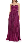 Dress The Population Audrina Strapless Gown In Fuchsia