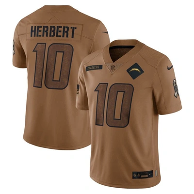 Nike Justin Herbert Los Angeles Chargers Salute To Service  Men's Dri-fit Nfl Limited Jersey In Brown