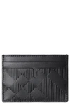 Burberry Sandon Check Embossed Leather Card Case In Black