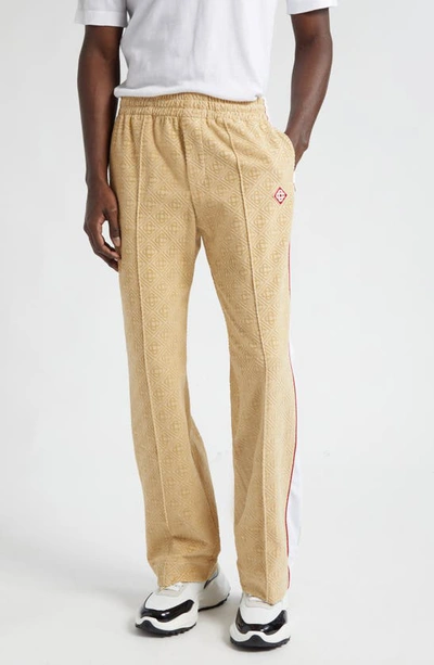 Casablanca Monogram-jacquard Velour Track Pants In Nude & Neutrals