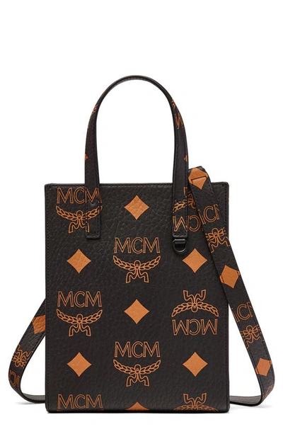 Mcm Aran Monogram-pattern Tote Bag In Black