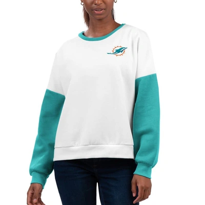 G-III 4HER BY CARL BANKS G-III 4HER BY CARL BANKS WHITE MIAMI DOLPHINS A-GAME PULLOVER SWEATSHIRT