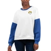 G-III 4HER BY CARL BANKS G-III 4HER BY CARL BANKS WHITE LOS ANGELES RAMS A-GAME PULLOVER SWEATSHIRT
