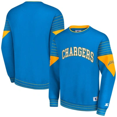 STARTER STARTER POWDER BLUE LOS ANGELES CHARGERS FACE-OFF PULLOVER SWEATSHIRT