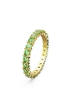 Swarovski Crystal Round Cut Matrix Ring In Green