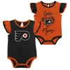 OUTERSTUFF GIRLS INFANT ORANGE/BLACK PHILADELPHIA FLYERS TWO-PACK TRAINING BODYSUIT SET