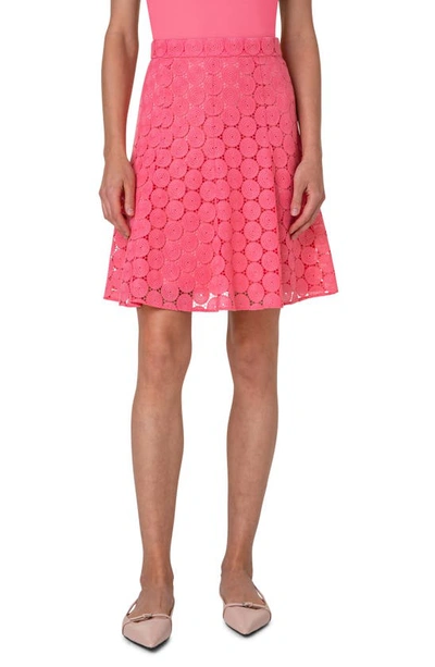 Akris Punto Dot Guipure Lace Flared Skirt In Flamingo