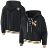 WEAR BY ERIN ANDREWS WEAR BY ERIN ANDREWS BLACK PITTSBURGH PENGUINS LACE-UP PULLOVER HOODIE