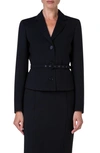 AKRIS PUNTO BELTED STRETCH WOOL CREPE BLAZER