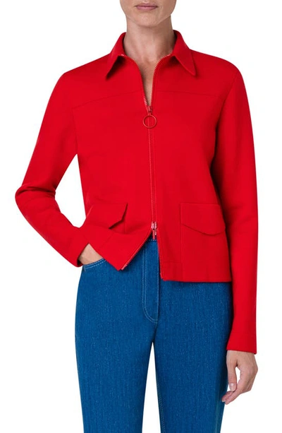 Akris Punto Virgin Wool Zip Jacket In Red