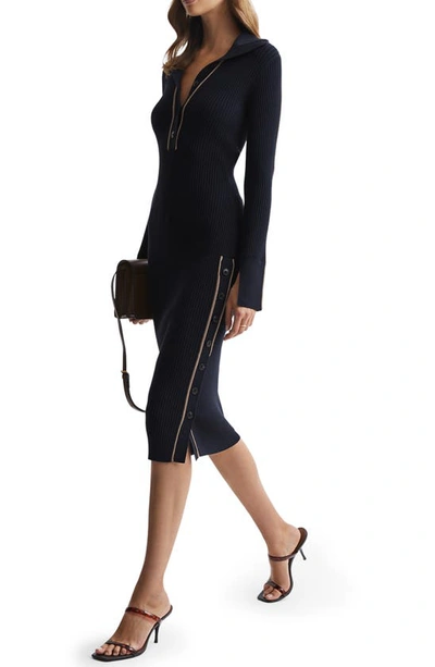 Reiss Michelle Colorblock Knitted Dress In Black