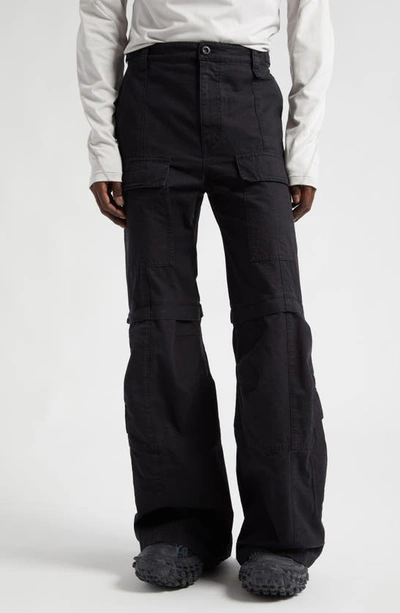 Balenciaga Wide-leg Cotton Cargo Trousers In Black