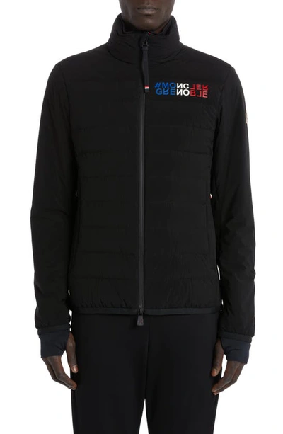 Moncler Crepol Logo-embossed Down Jacket In Black