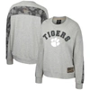 Colosseum Heather Gray Clemson Tigers Oht Military Appreciation Flag Rank Dolman Pullover Sweatshirt In Heather Gray