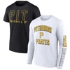 Fanatics Branded Black/white Pittsburgh Pirates Two-pack Combo T-shirt Set In Black
