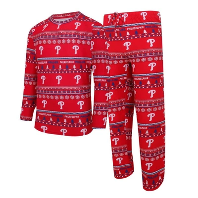 Concepts Sport Men's  Red Philadelphia Phillies Knit Ugly Jumper Long Sleeve Top And Trousers Set