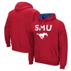 COLOSSEUM COLOSSEUM  RED SMU MUSTANGS ARCH & LOGO PULLOVER HOODIE