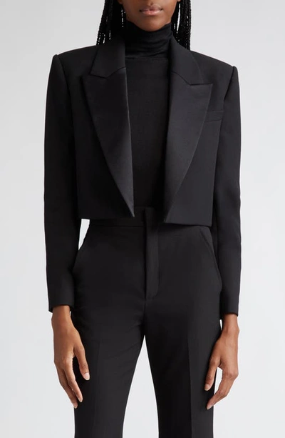 A.l.c Anderson Cropped Satin-trimmed Twill Blazer In Black