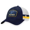 FANATICS FANATICS BRANDED NAVY/WHITE ST. LOUIS BLUES FUNDAMENTAL STRIPED TRUCKER ADJUSTABLE HAT