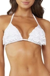 Pq Swim Lace Ruffle Triangle Bikini Top In Water Lily