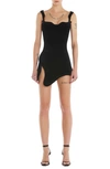 MUGLER MUGLER WAVY HEM SIDE SLIT VELVETEEN MINIDRESS