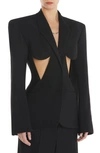 MUGLER CUTOUT DETAIL SINGLE BREASTED GABARDINE BLAZER