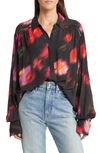 Rag & Bone Aubrey Floral Button-front Top In Black Floral