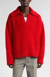 BOTTEGA VENETA JOHNNY COLLAR WOOL & CASHMERE RIB POLO SWEATER