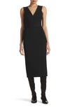 ST JOHN STRAPPY V-NECK MILANO KNIT COCKTAIL DRESS