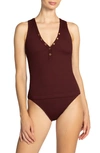 ROBIN PICCONE AMY RIBBED TANKINI TOP