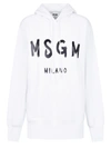 Msgm Logo-print Cotton Hoodie In White