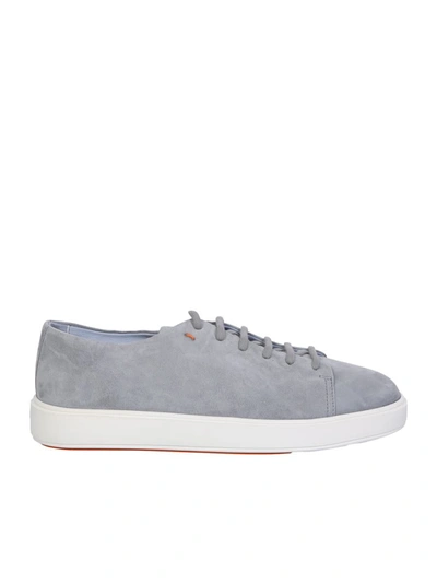 Santoni Cleanic Suede Sneakers In Grey