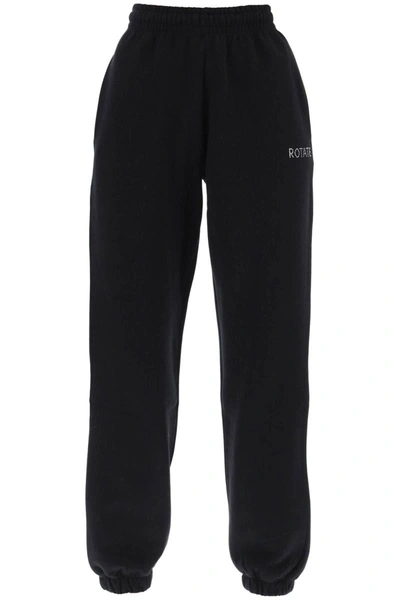 Rotate Birger Christensen Rotate Joggers With Crystal Logo In Black