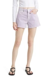 Frame Le Brigette Raw Shorts In Lilac In Washed Lilac