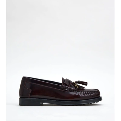 Tod's Loafers In Leather In Black