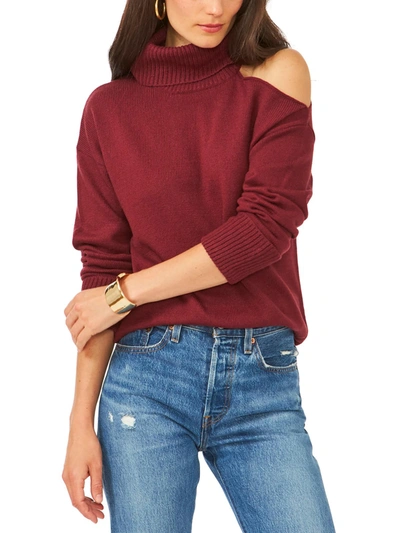 1.state Womens Cold Shoulder Long Sleeve Turtleneck Sweater In Red