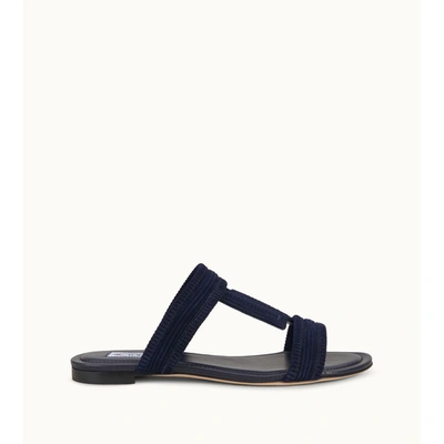 Tod's Double T Strap Suede Sandal In Blue