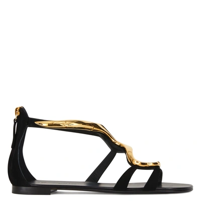 Giuseppe Zanotti Venere 10 Embellished Suede Sandals In Gold