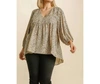 Umgee Babydoll Top With High Low Hem In Black In Beige