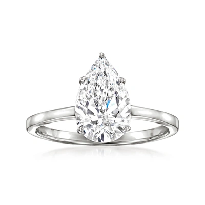 Ross-simons Pear-shaped Lab-grown Diamond Solitaire Ring In 14kt White Gold In Silver
