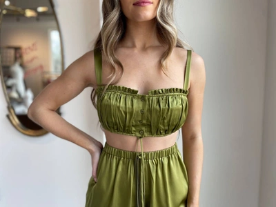 NICHOLAS TRACY CROP TOP IN MOSS