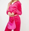 JUICY COUTURE CLASSIC VELOUR HOODIE WITH EMBROIDERY LOGO IN VIXEN PINK