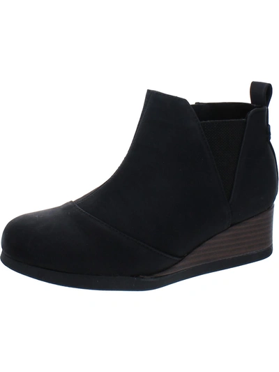 Toms Kelsey Womens Faux Leather Zip Up Ankle Boots In Black