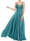 ALYCE PARIS SATIN EMBROIDERED GOWN IN GREEN