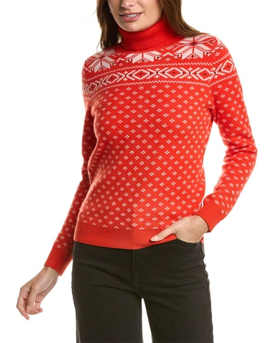 Kier + J Kier+j Turtleneck Fairisle Wool & Cashmere-blend Sweater In Red