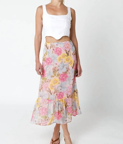 Olivaceous Ellisa Maxi Skirt In Pink In Multi