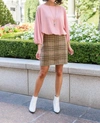 KORI NEW AGE CITY GIRL SKIRT IN BROWN/PINK PLAID