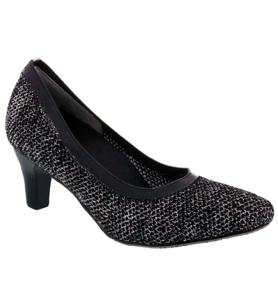 ROS HOMMERSON KITTY DRESS SHOE - WIDE WIDTH IN BLACK GLITTER STRETCH FABRIC