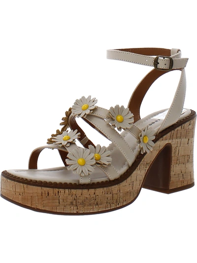 Lucky Brand Taiza 2 Womens Leather Floral Slingback Sandals In White